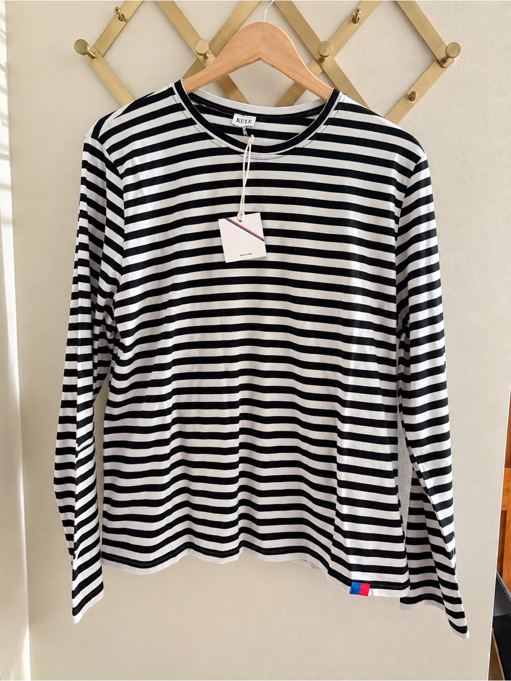 KULE Black and White Striped Long Sleeve Tee